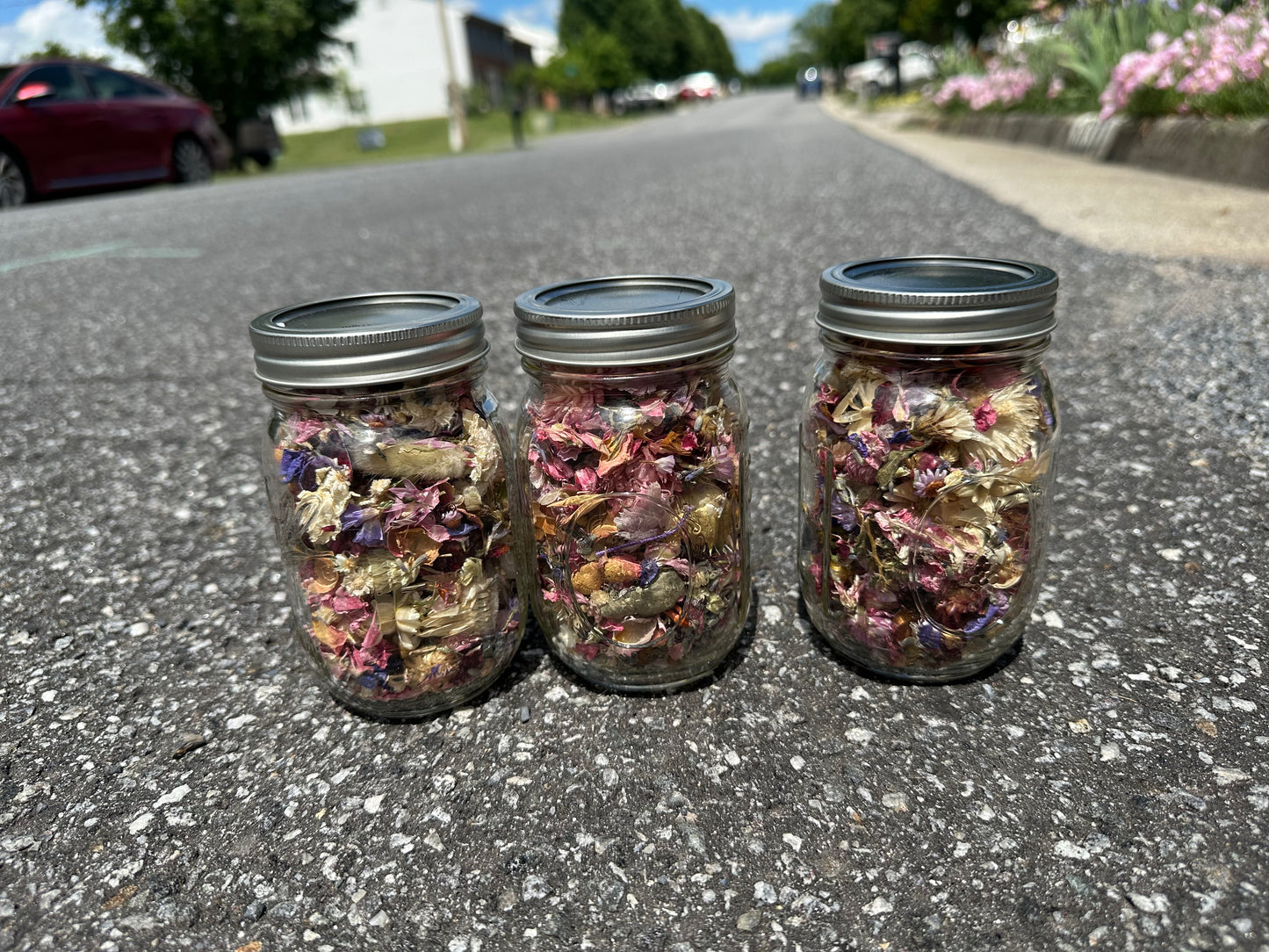 Dried Flower Confetti in Mason Jar