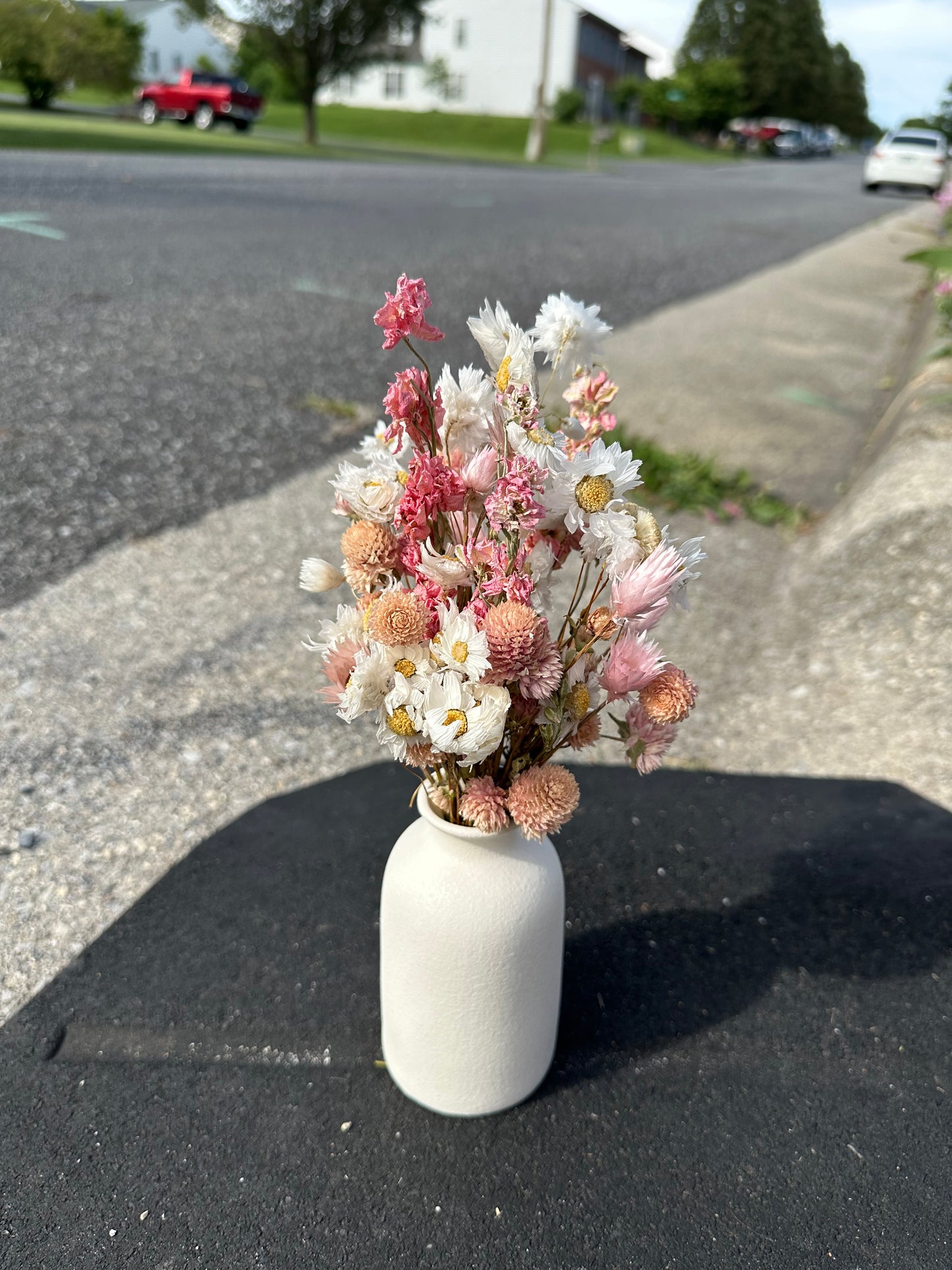 Pink & White Dried Flower Bouquet