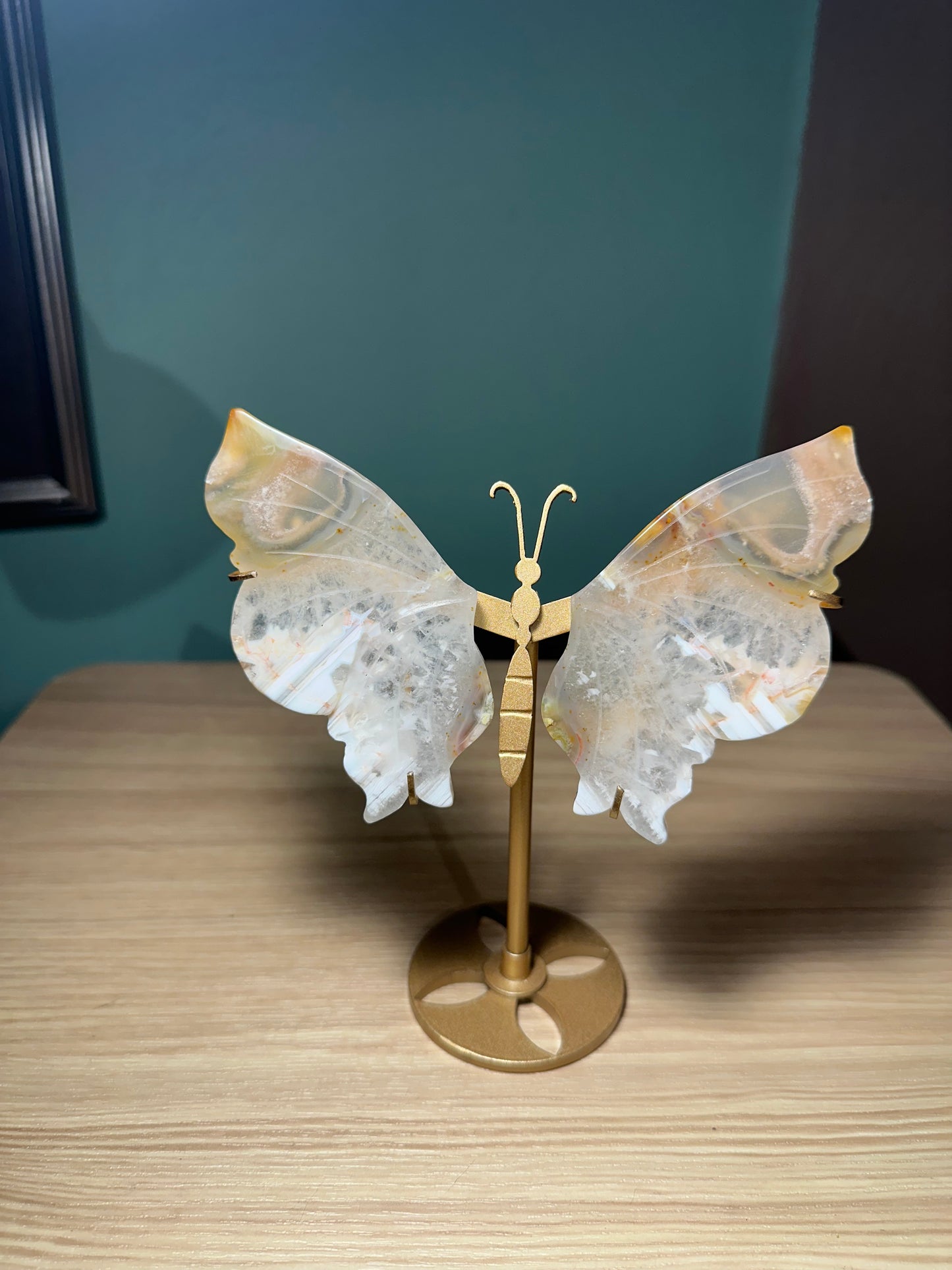 Flower Agate Butterfly with stand