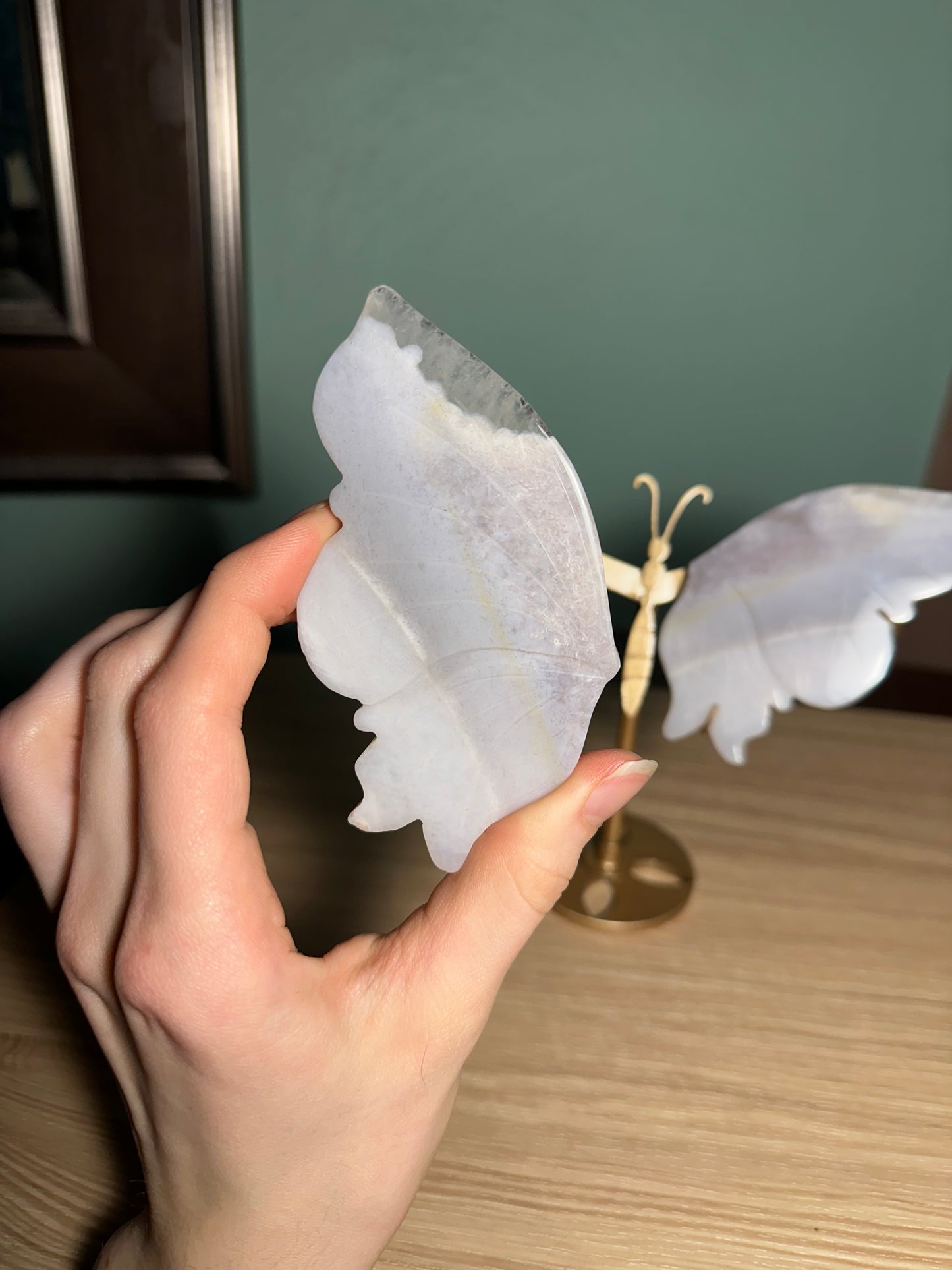 Flower Agate Butterfly with stand