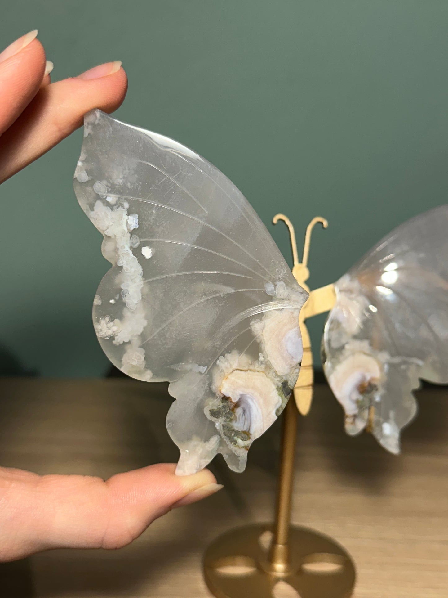 Flower Agate Butterfly with stand