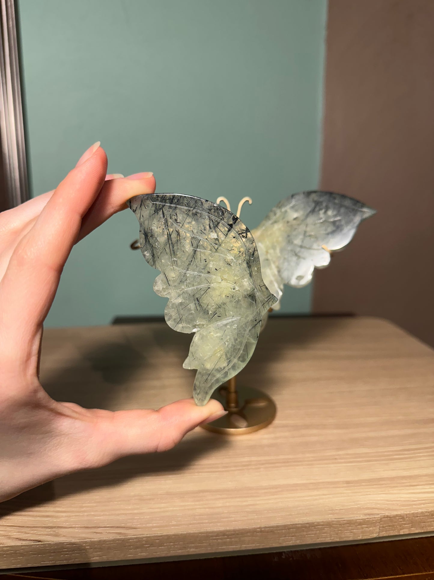 Prehnite Butterfly with stand