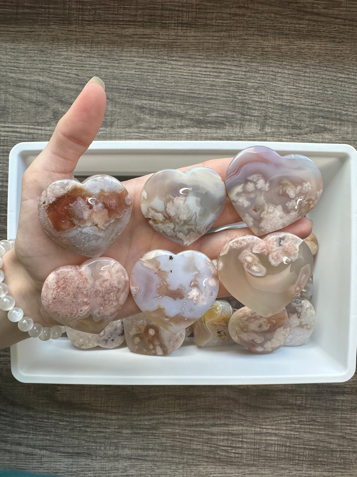 Sakura Flower Agate heart