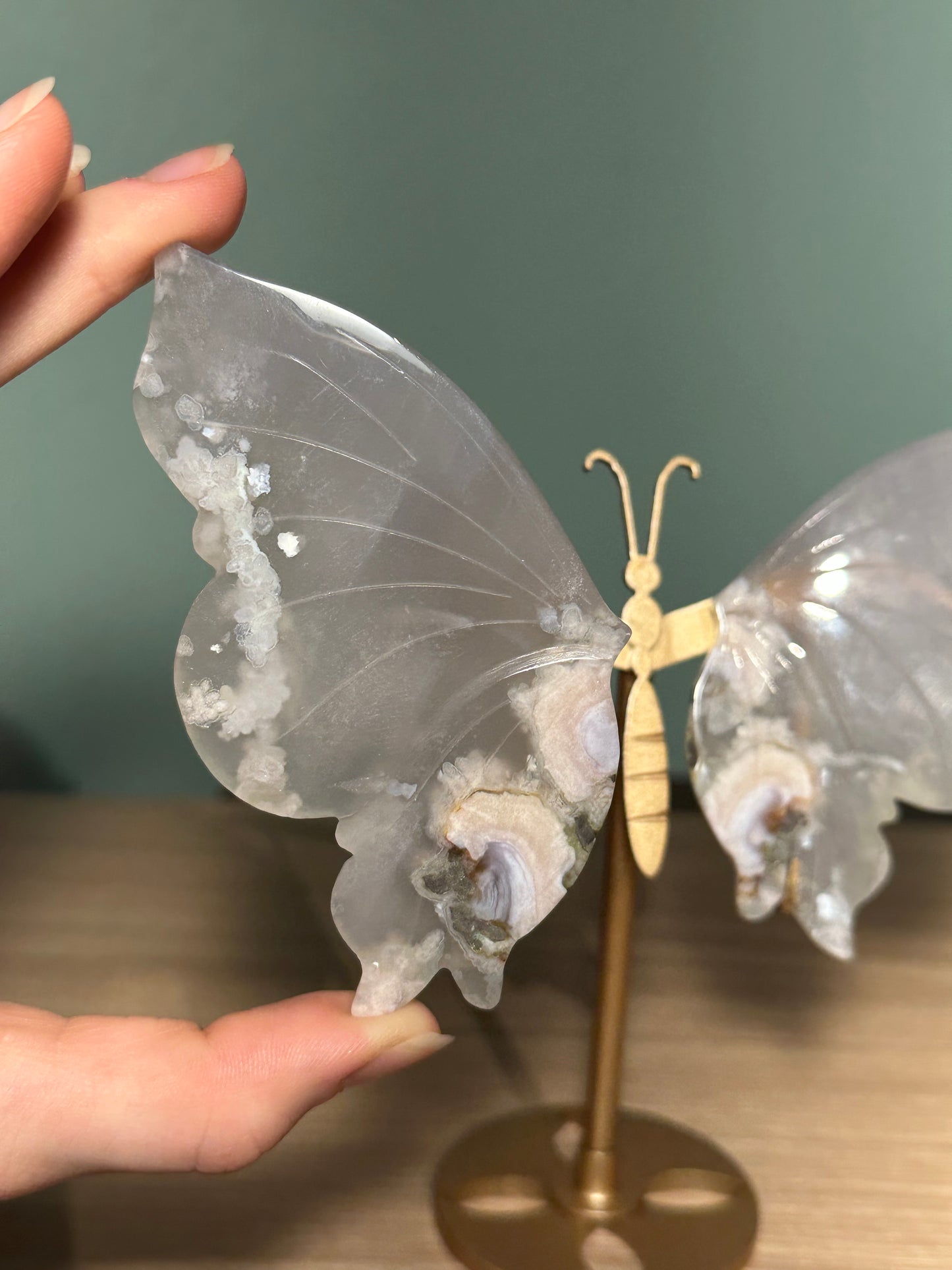 Flower Agate Butterfly with stand