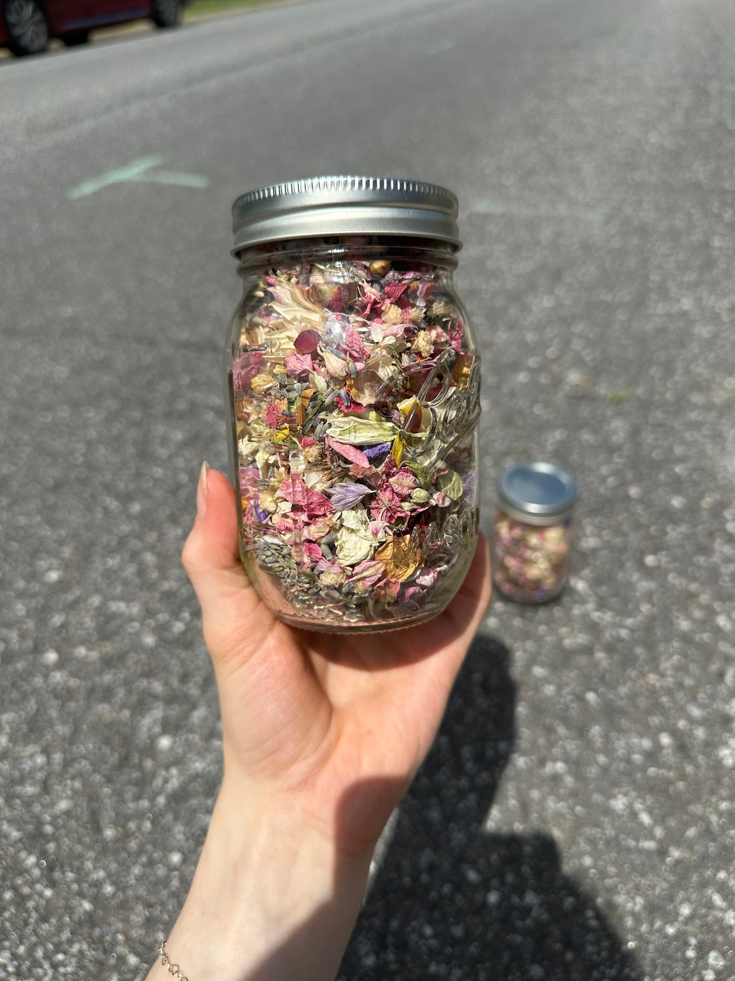 Dried Flower Confetti in Mason Jar