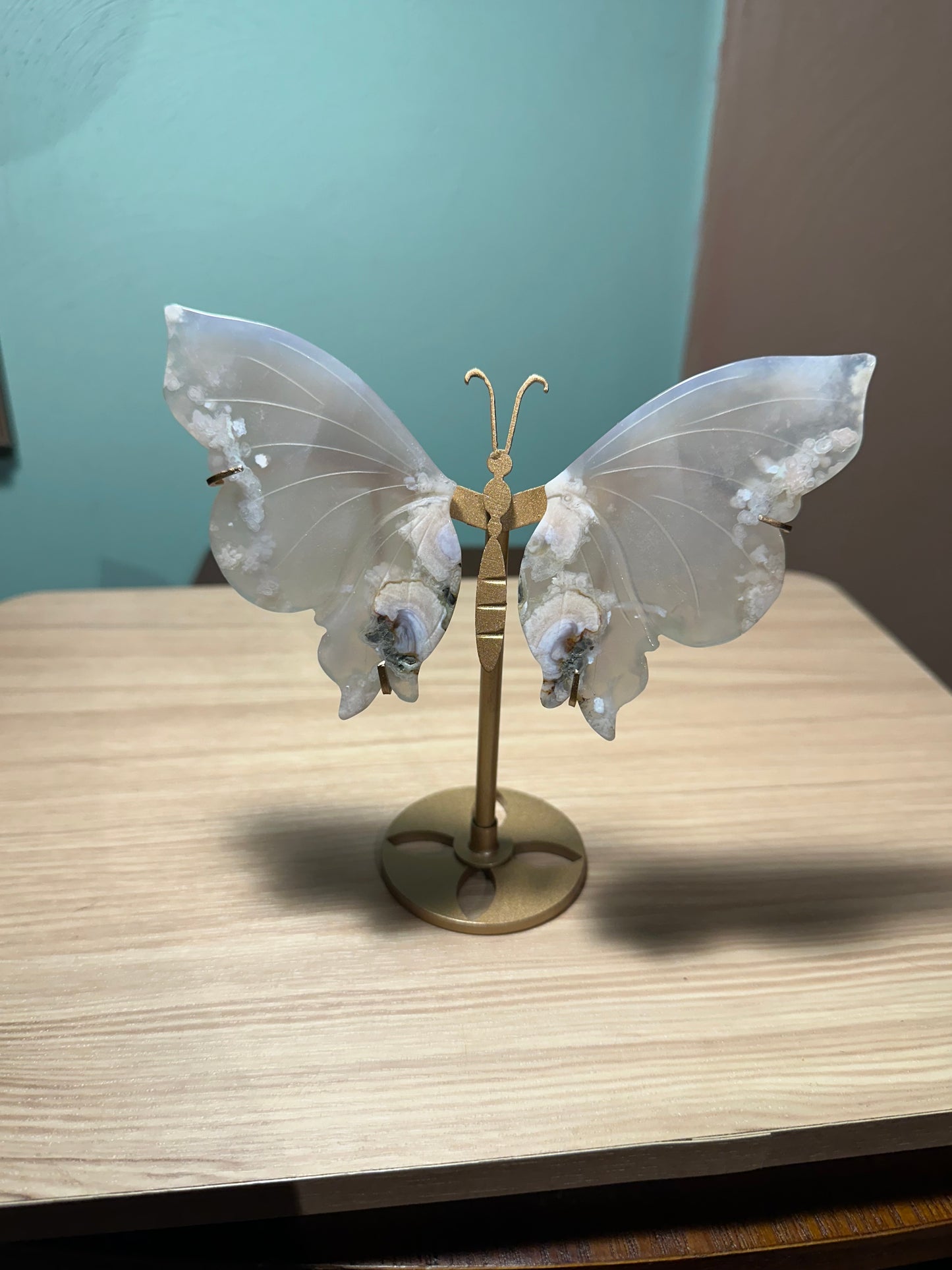 Flower Agate Butterfly with stand