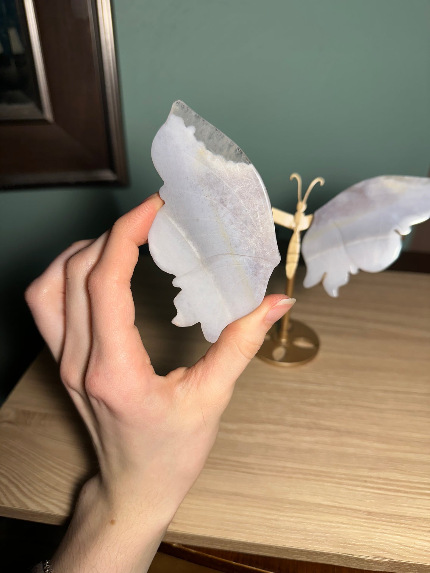 Flower Agate Butterfly with stand