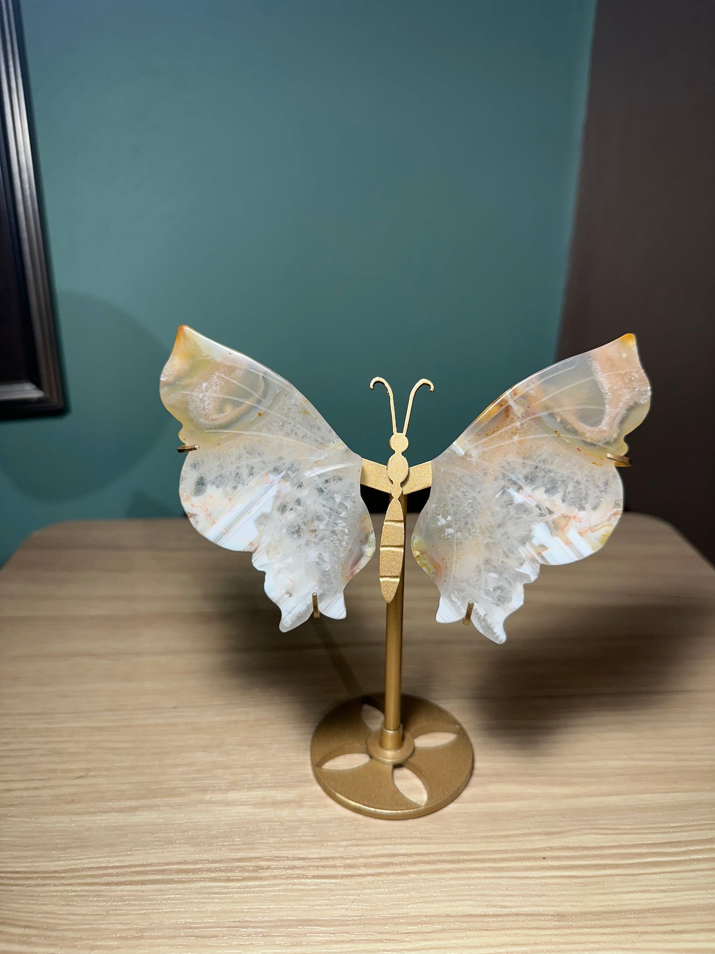 Flower Agate Butterfly with stand