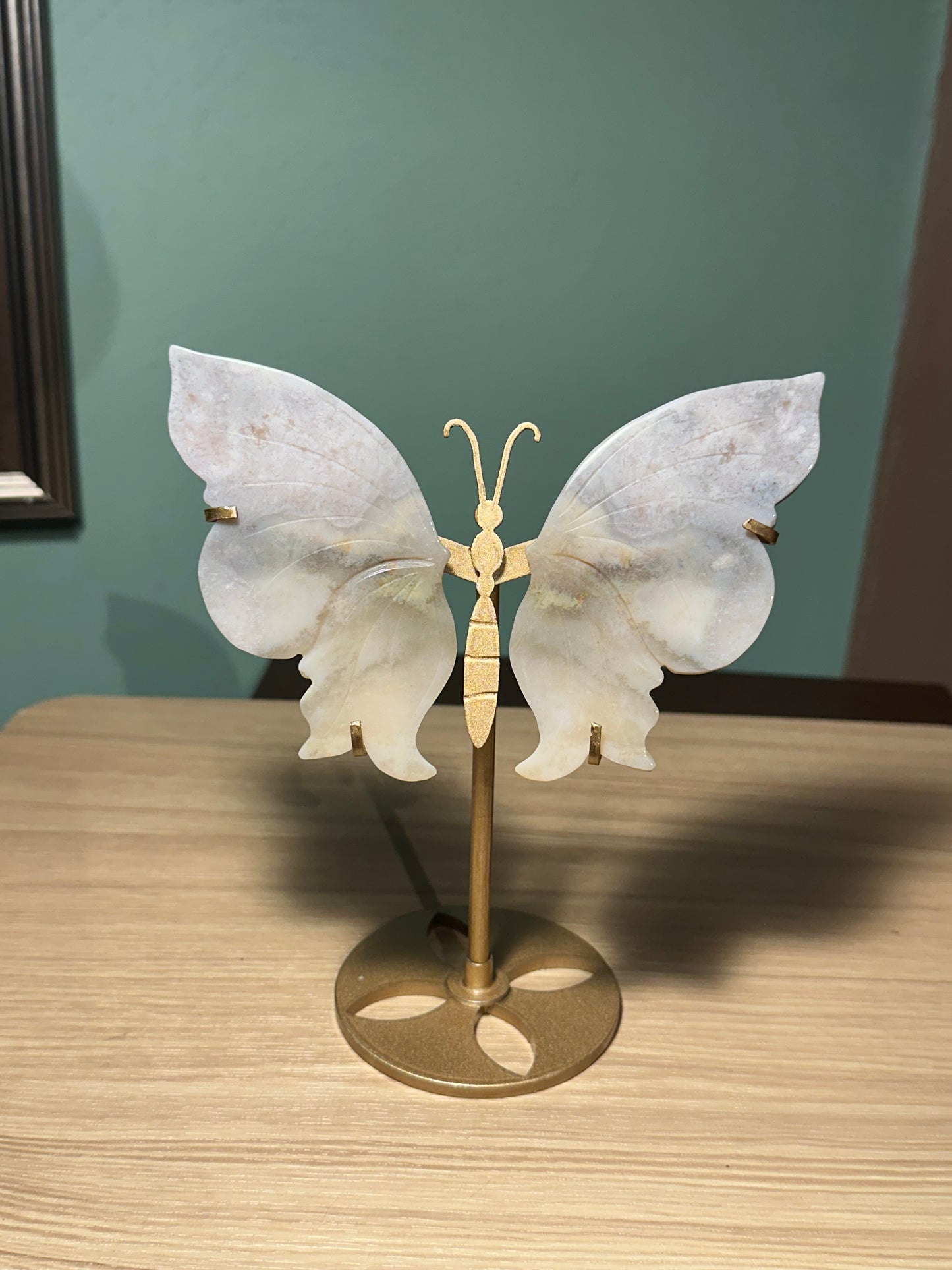 Flower Agate Butterfly with stand