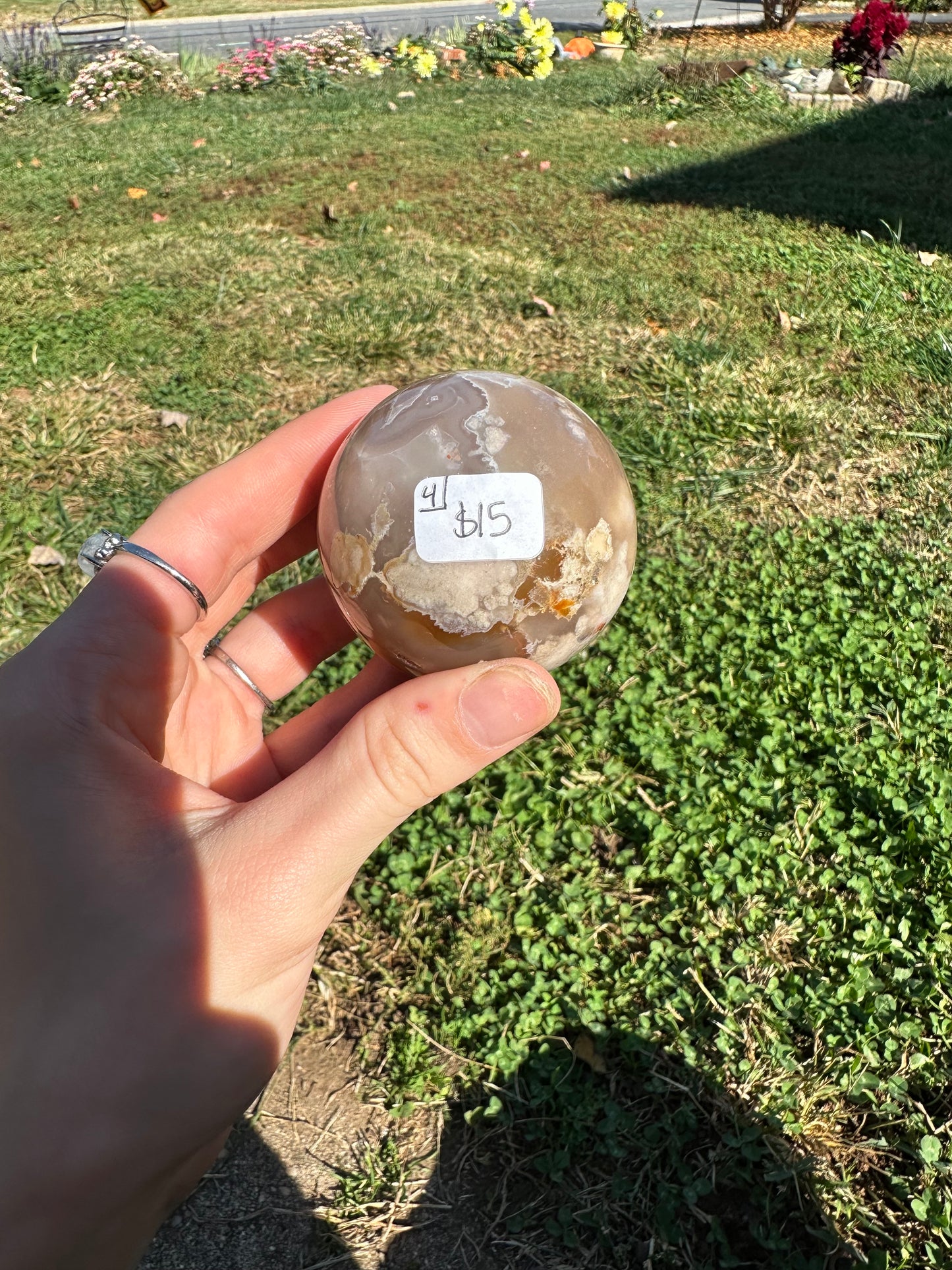 Flower Agate sphere #4