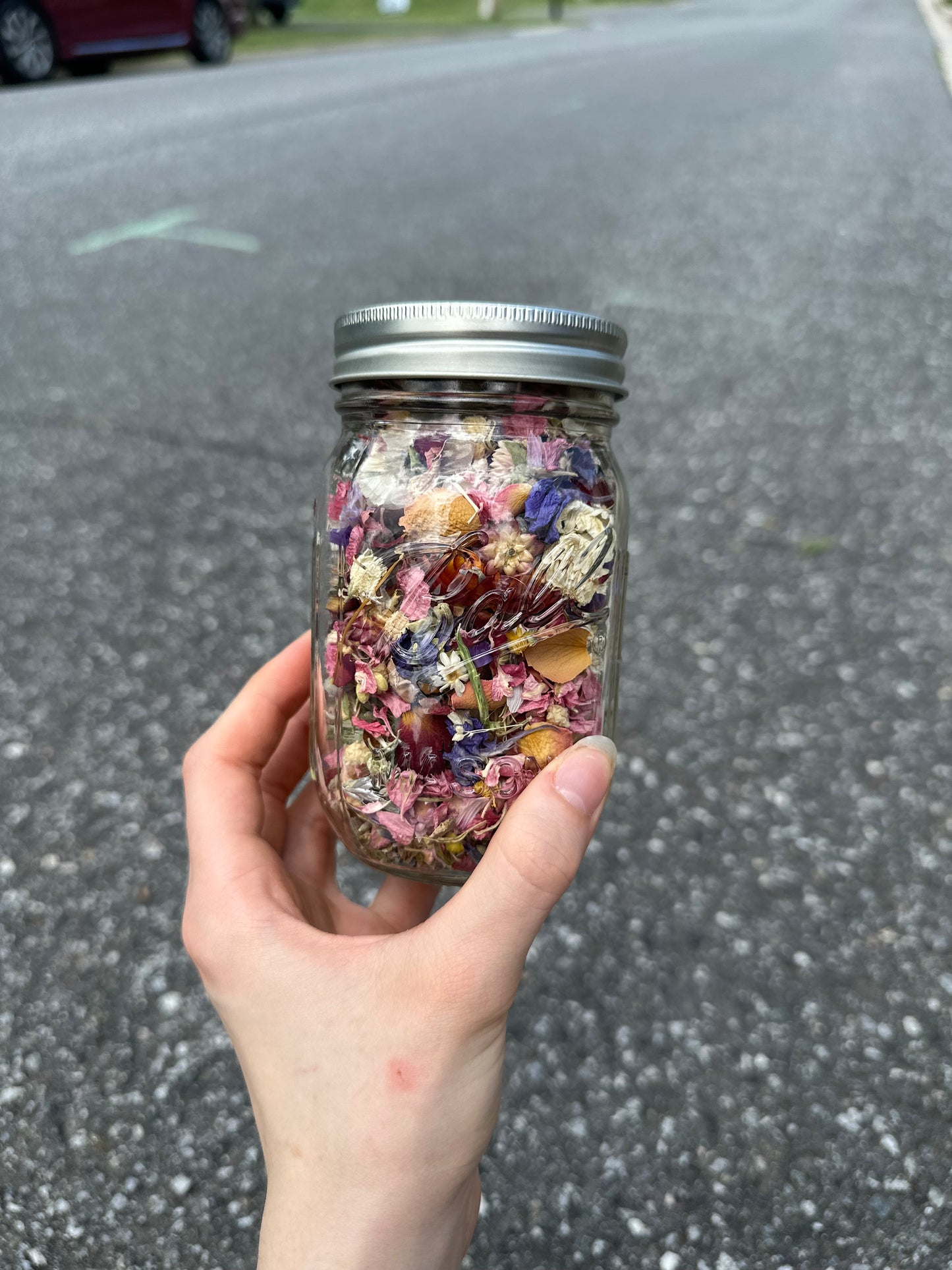 Dried Flower Confetti in Mason Jar