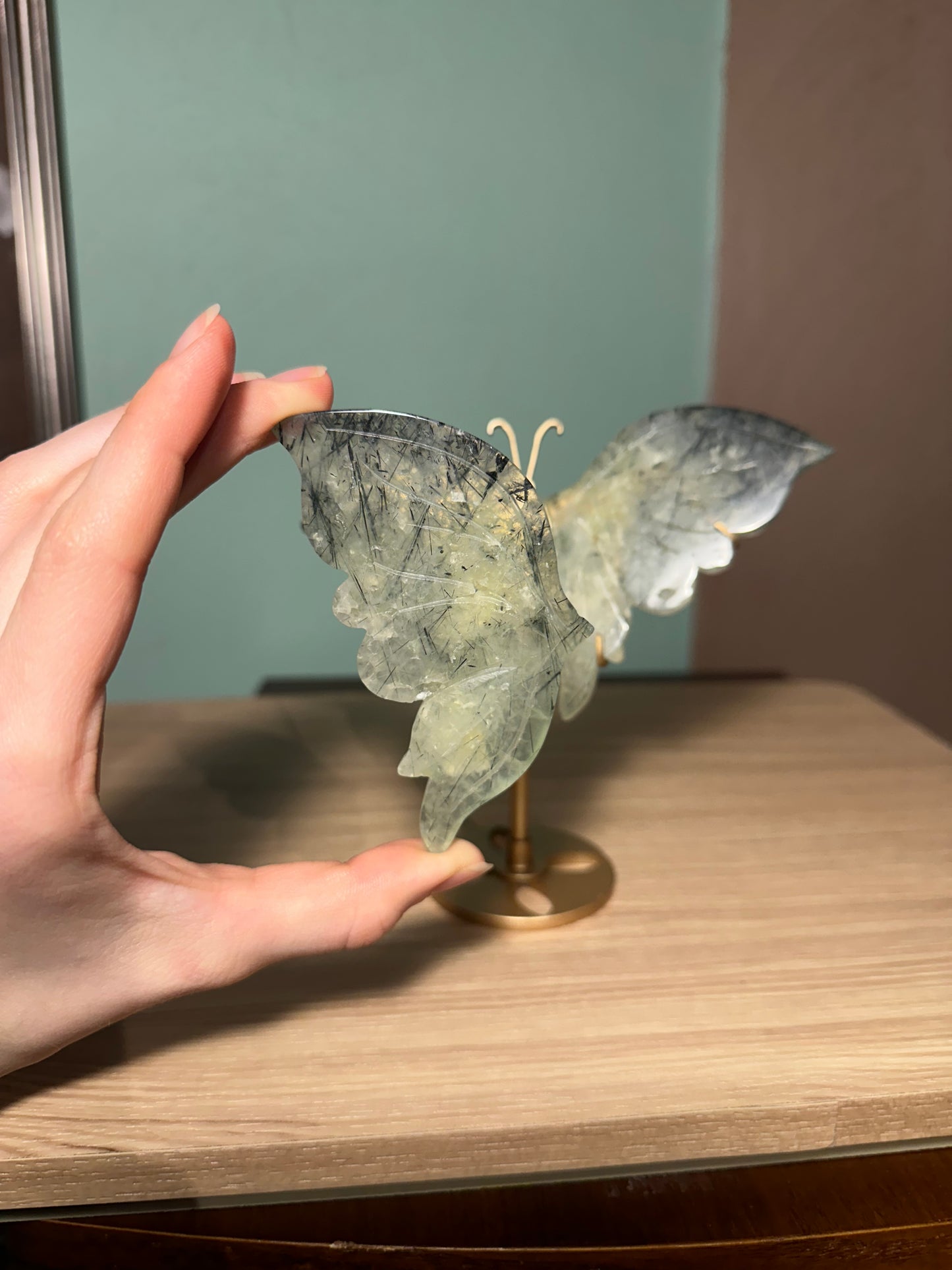 Prehnite Butterfly with stand