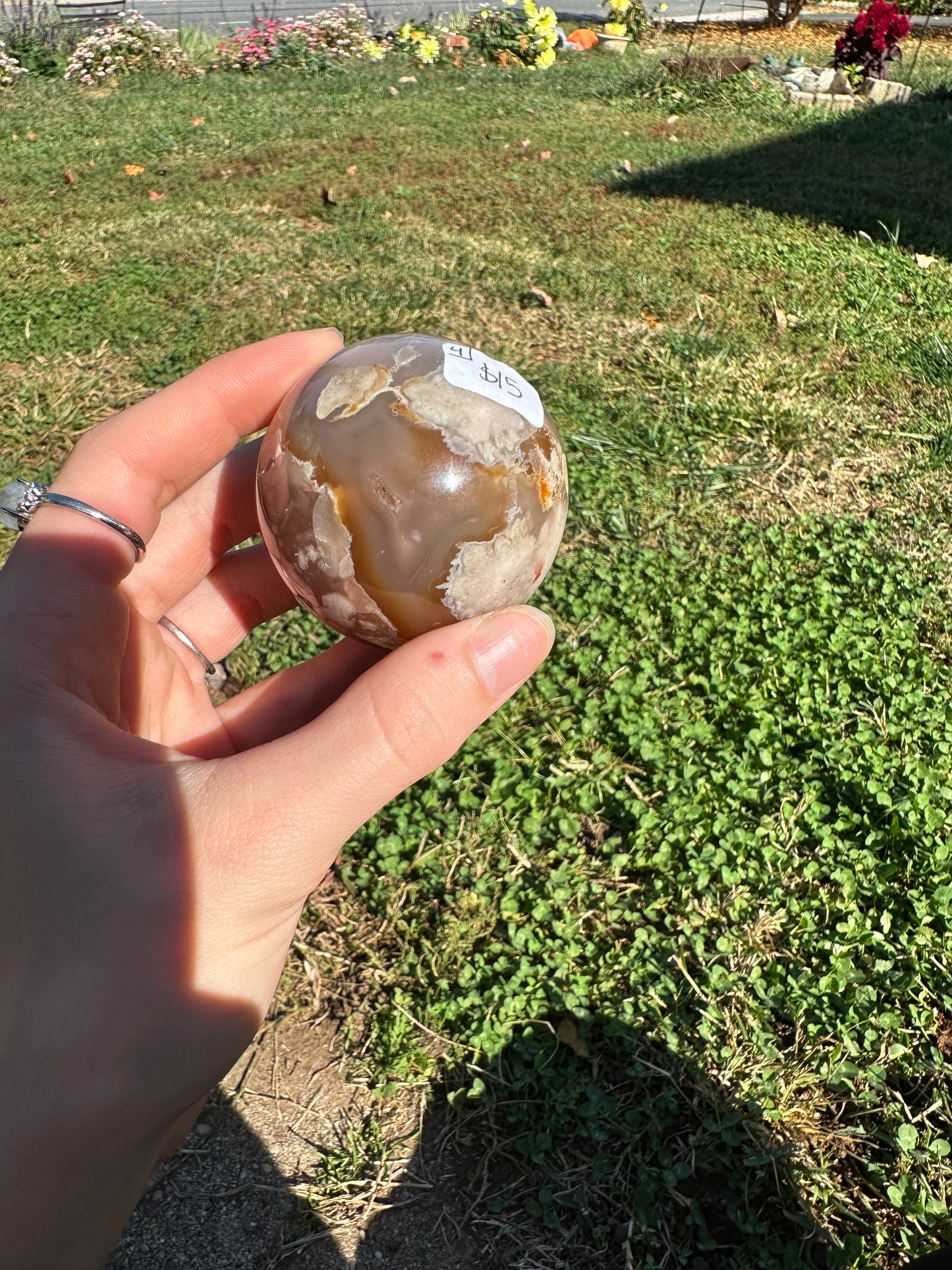 Flower Agate sphere #4