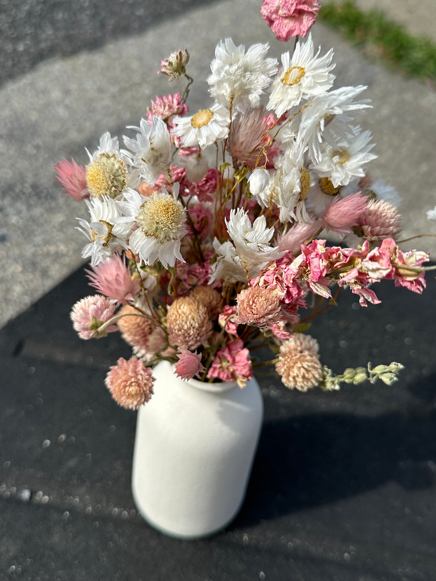 Pink & White Dried Flower Bouquet