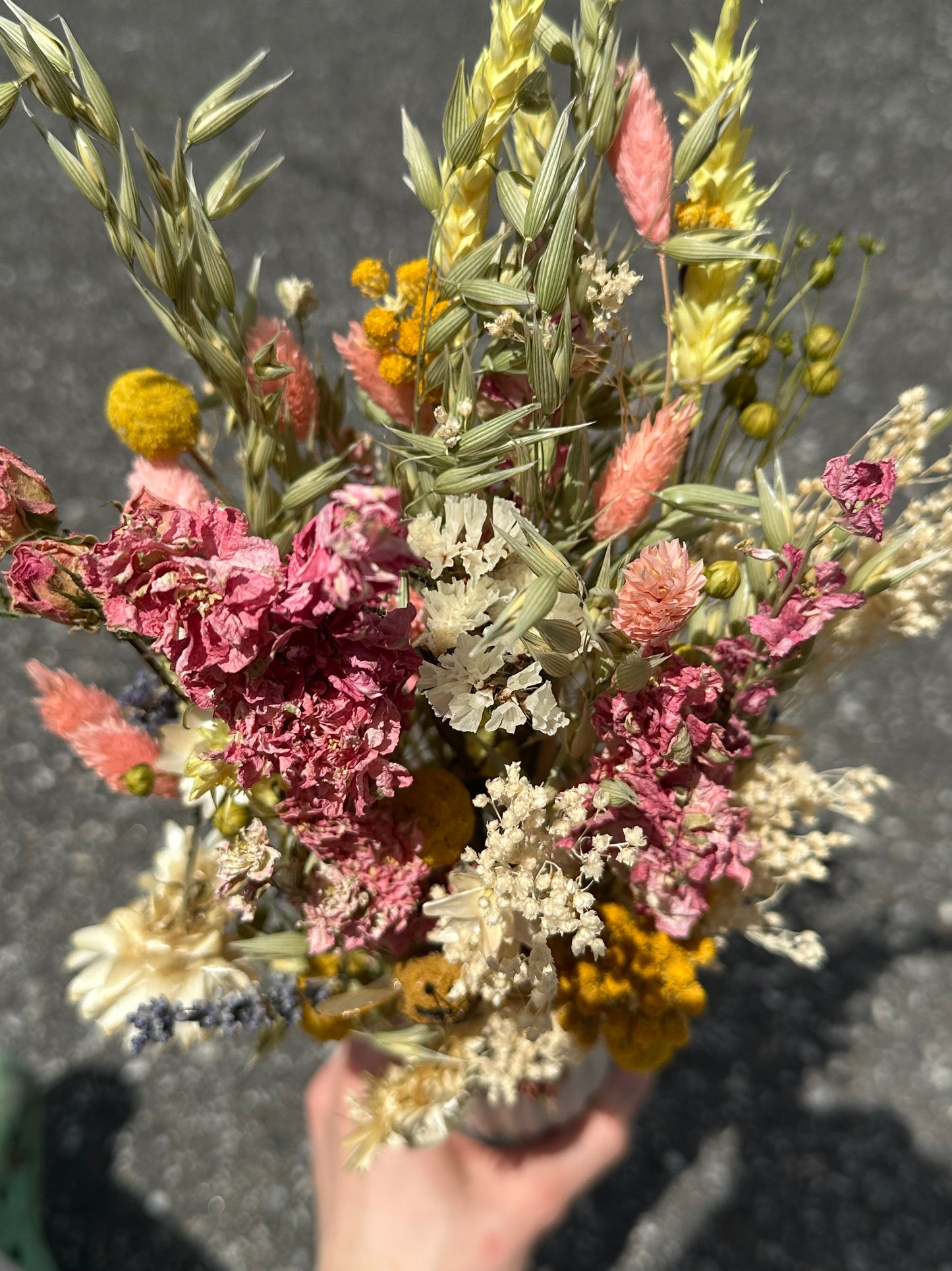 Pink Lemonade Dried Bouquet with Bumble Bee