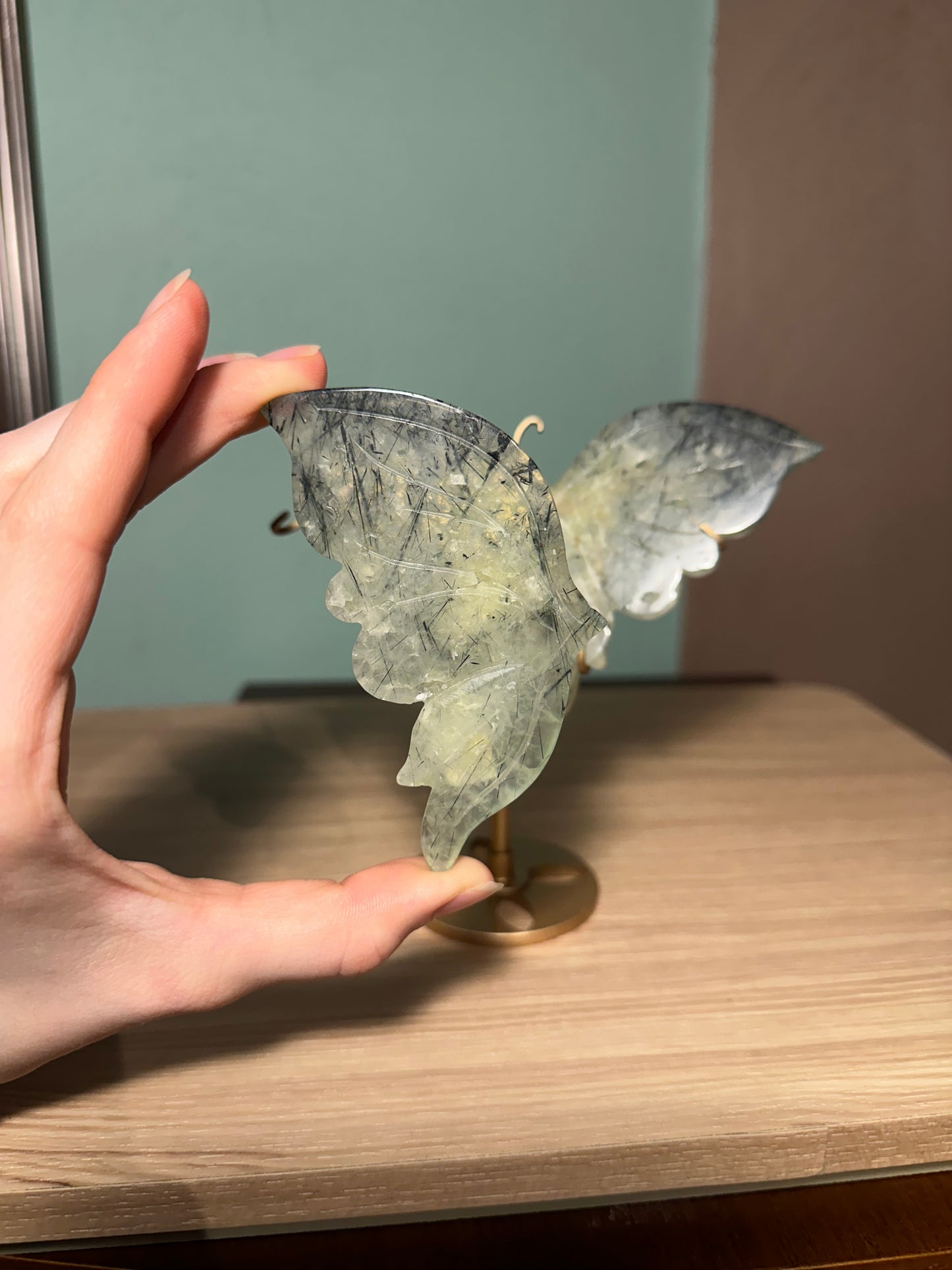 Prehnite Butterfly with stand