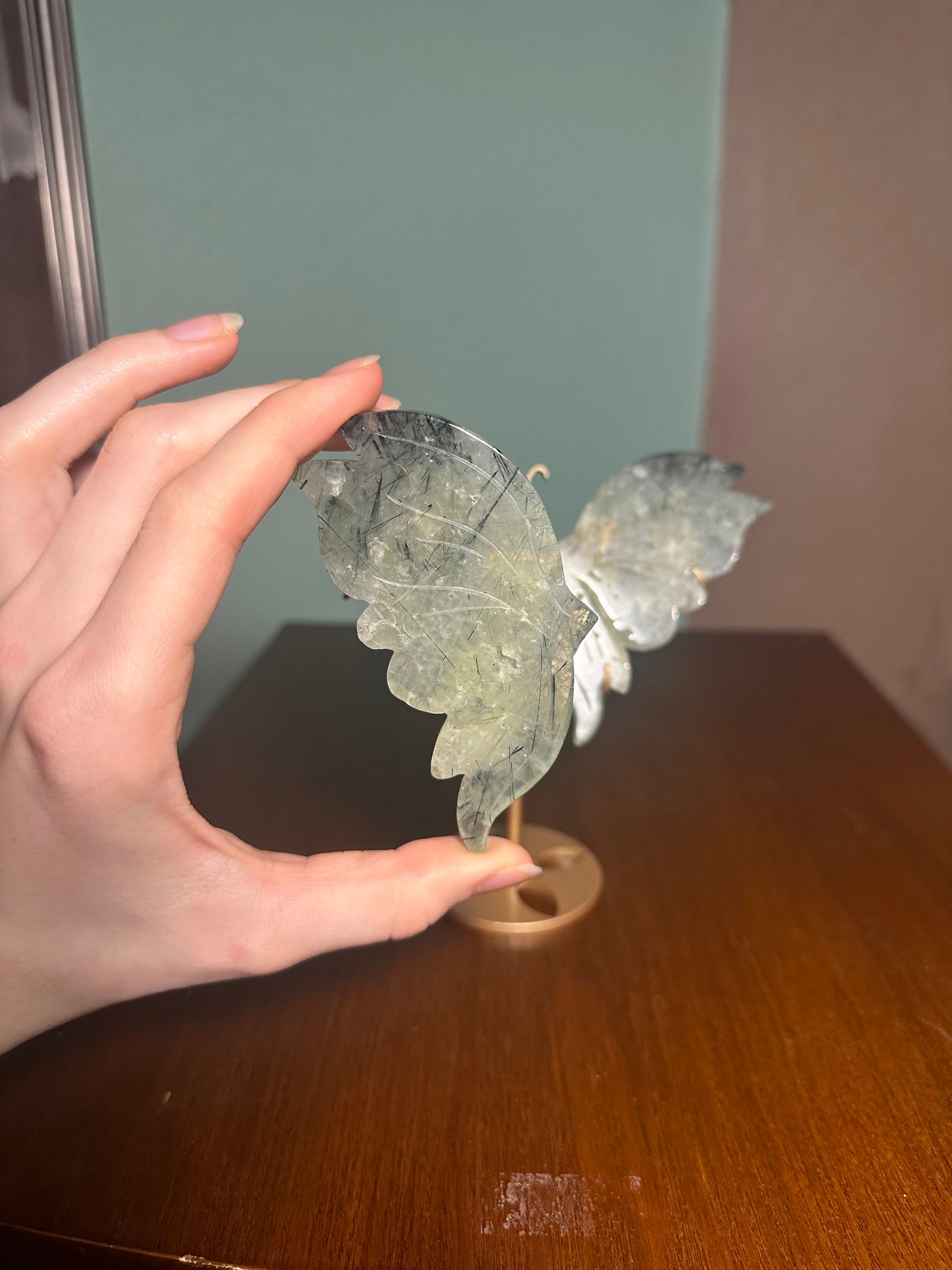 Prehnite Butterfly with stand