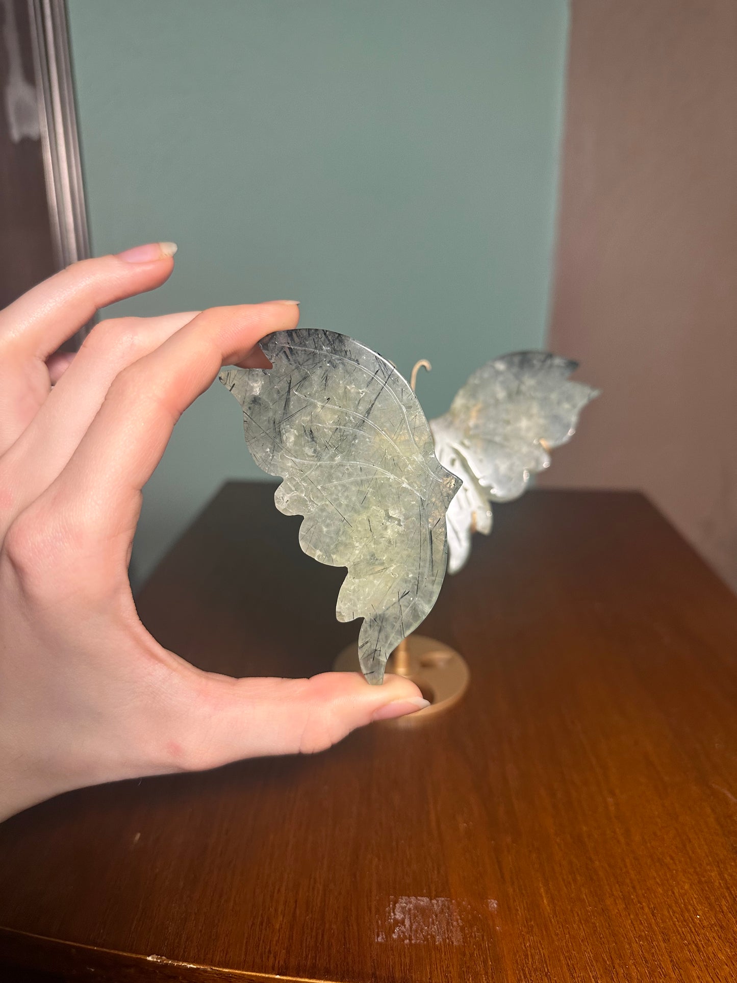 Prehnite Butterfly with stand