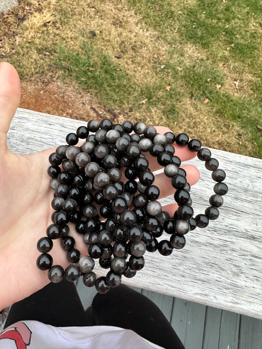 Silver Sheen Obsidian Bracelet