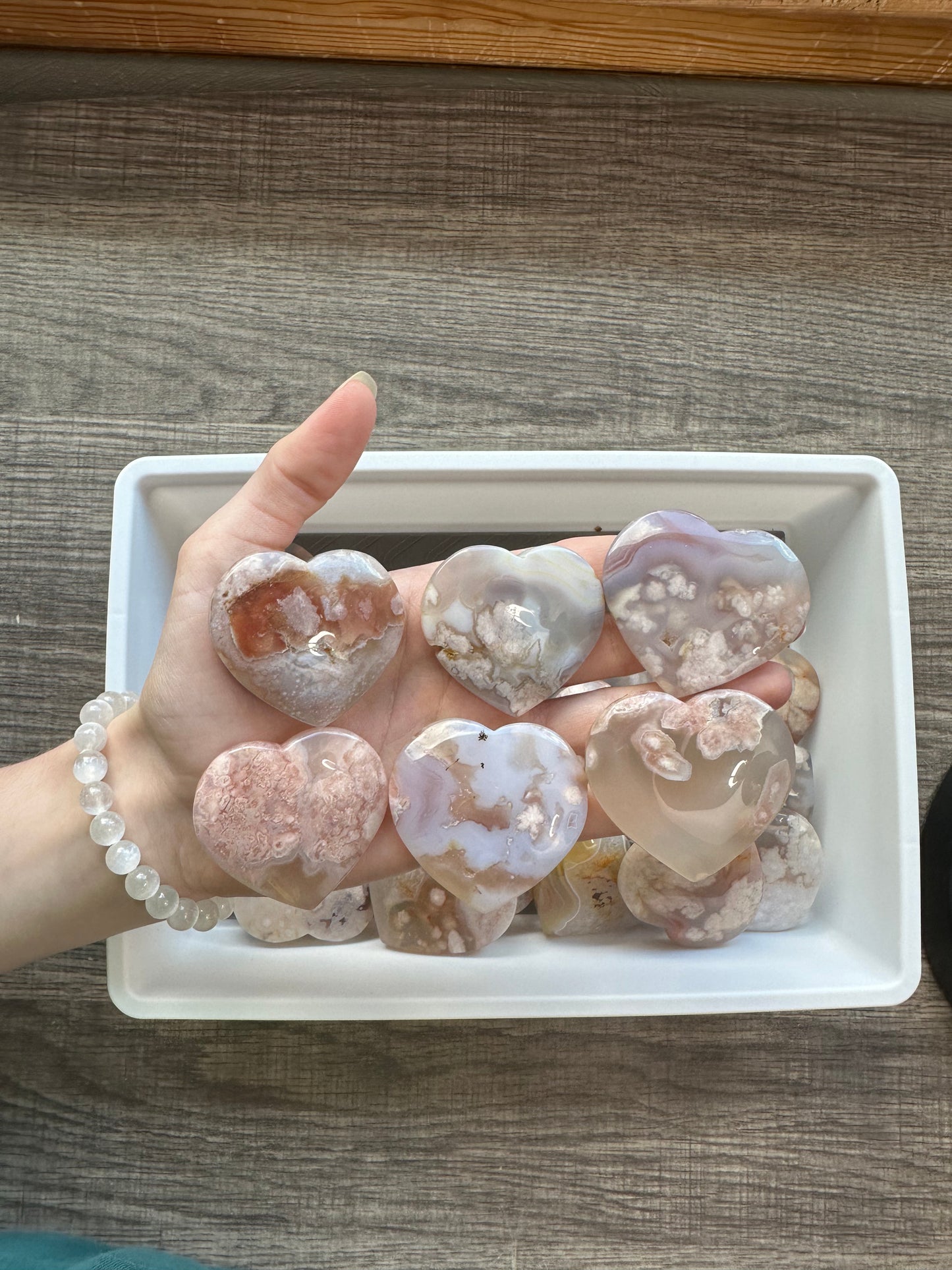 Sakura Flower Agate heart