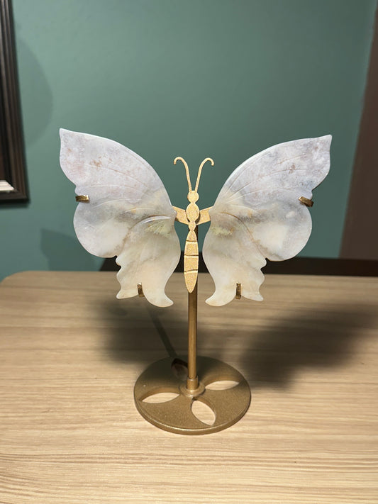 Flower Agate Butterfly with stand