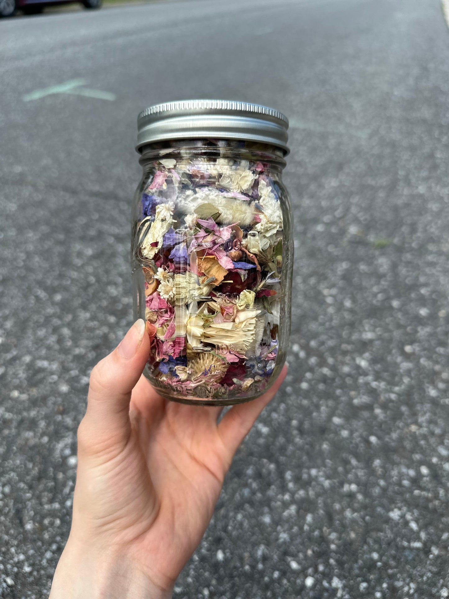 Dried Flower Confetti in Mason Jar