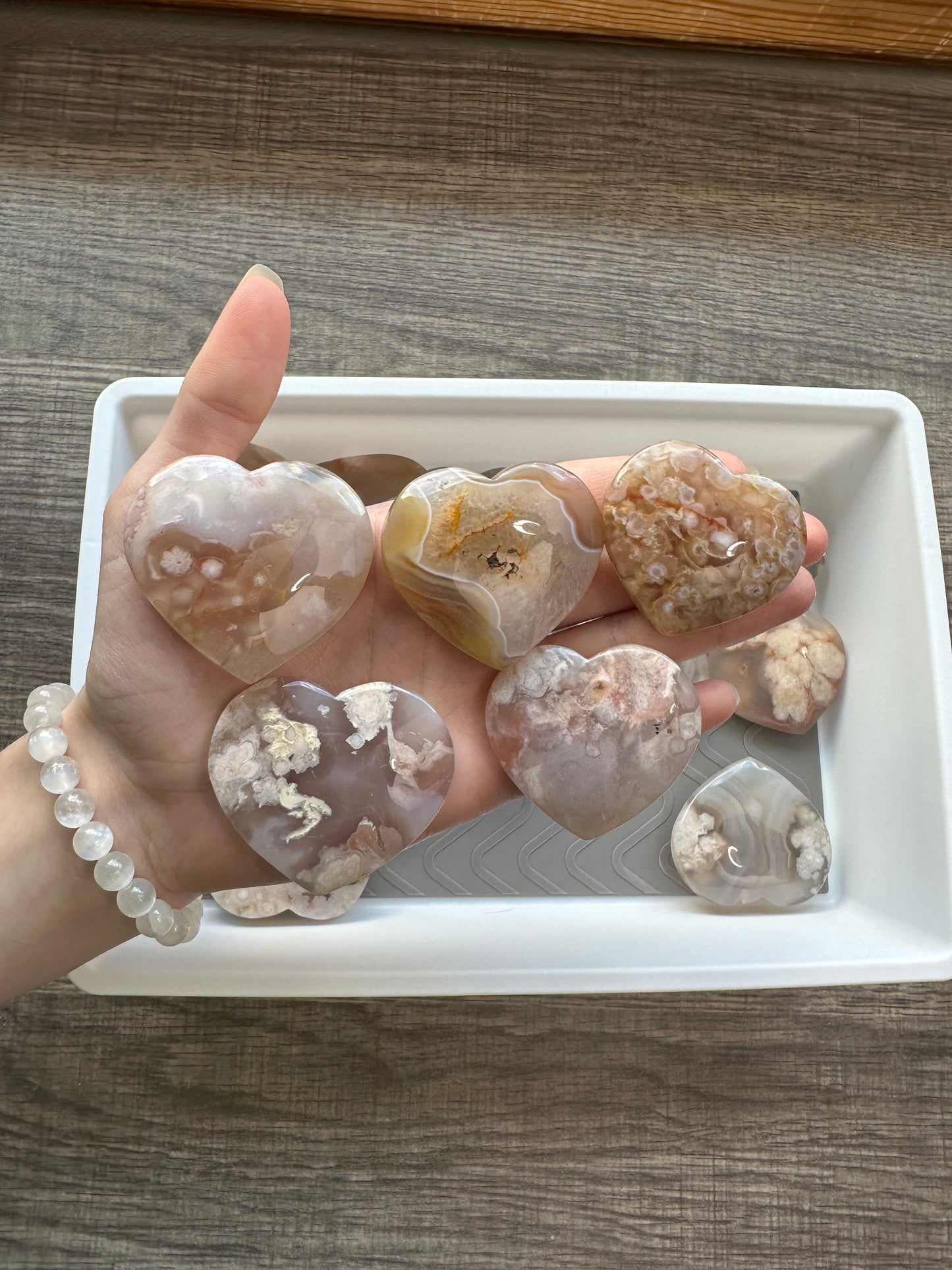 Sakura Flower Agate heart