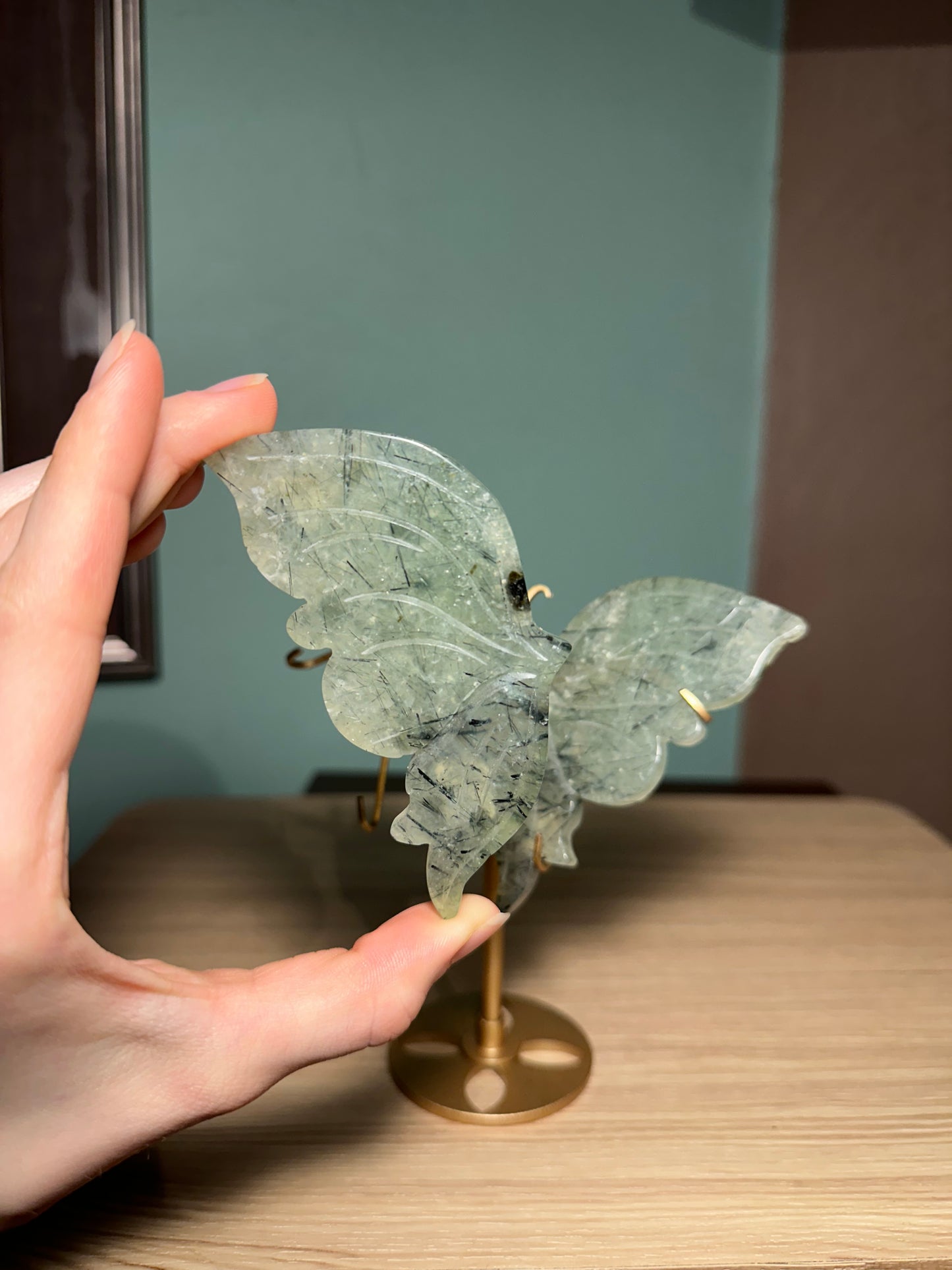 Prehnite Butterfly with stand