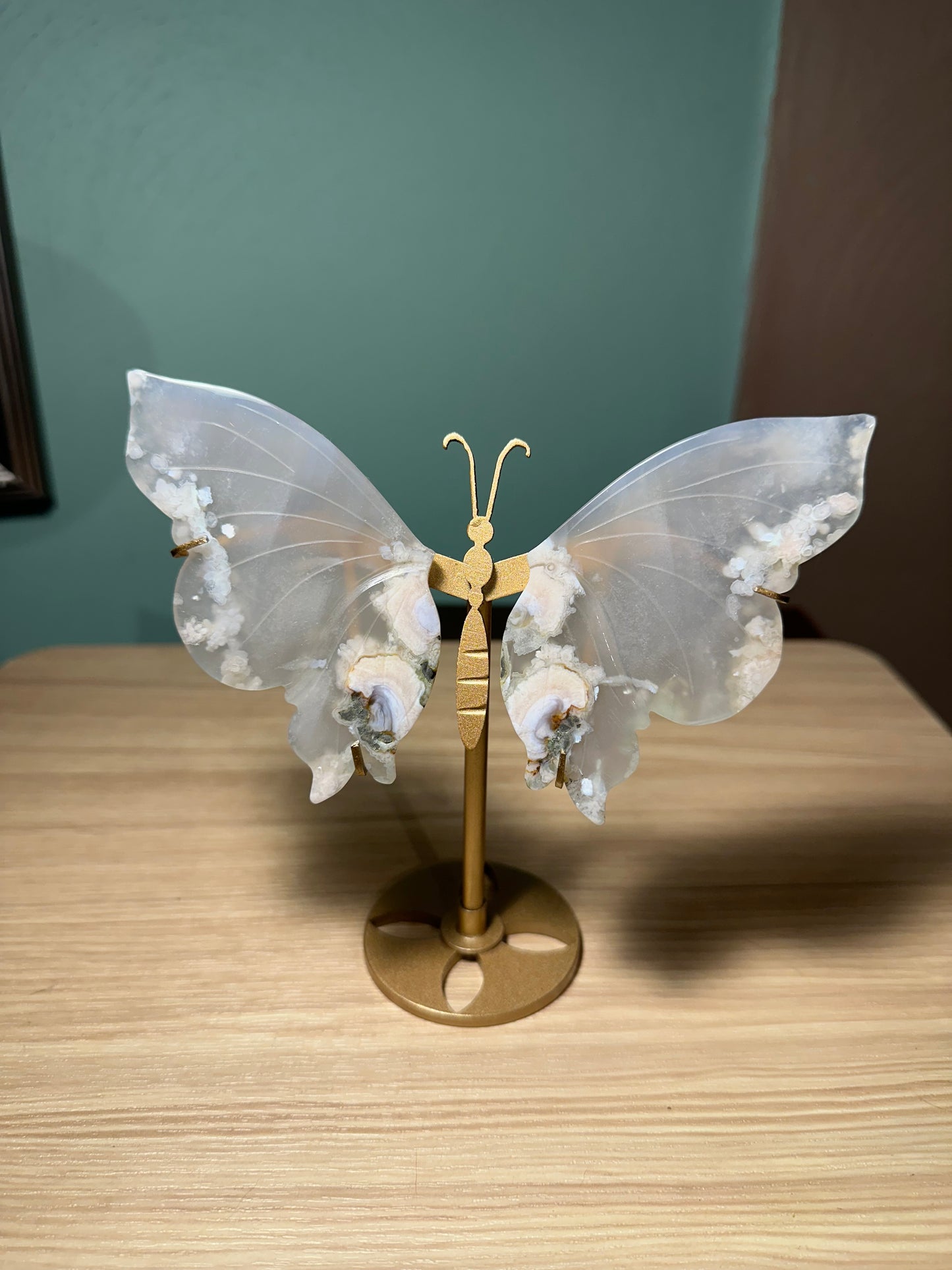 Flower Agate Butterfly with stand