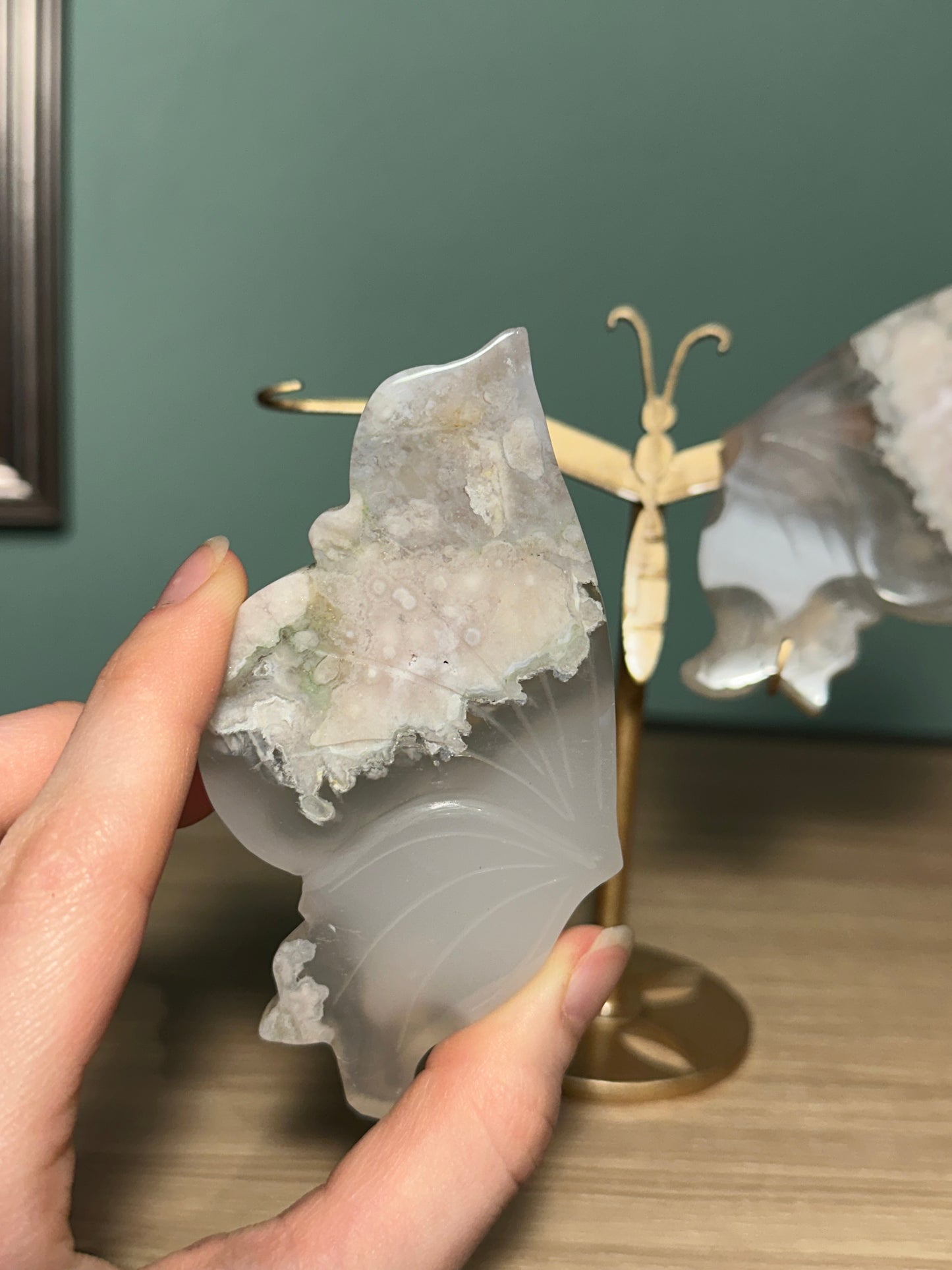 Flower Agate Butterfly with stand