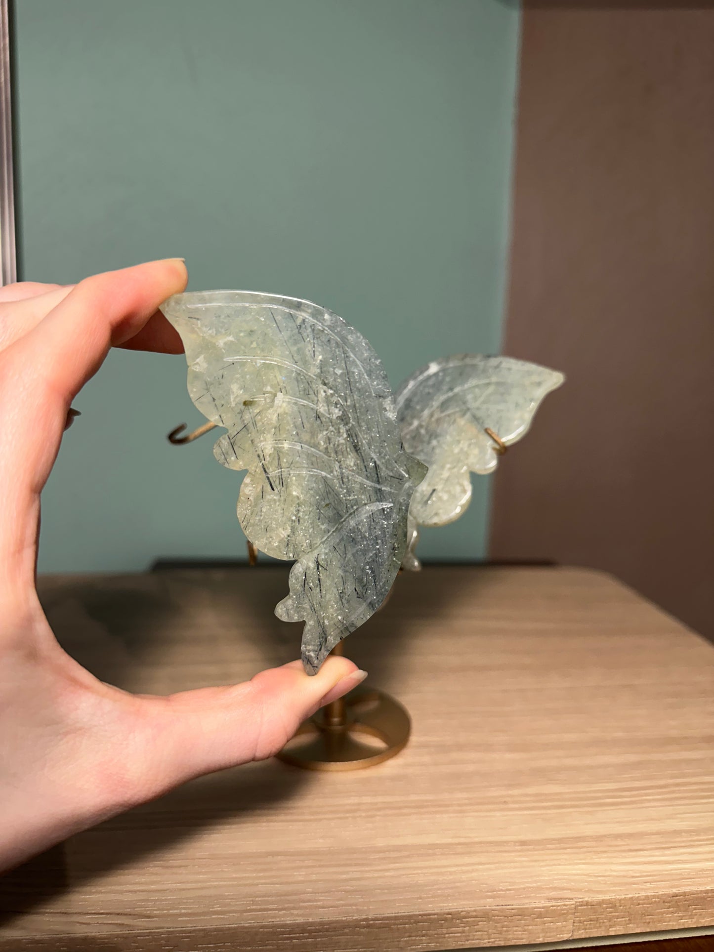 Prehnite Butterfly with stand