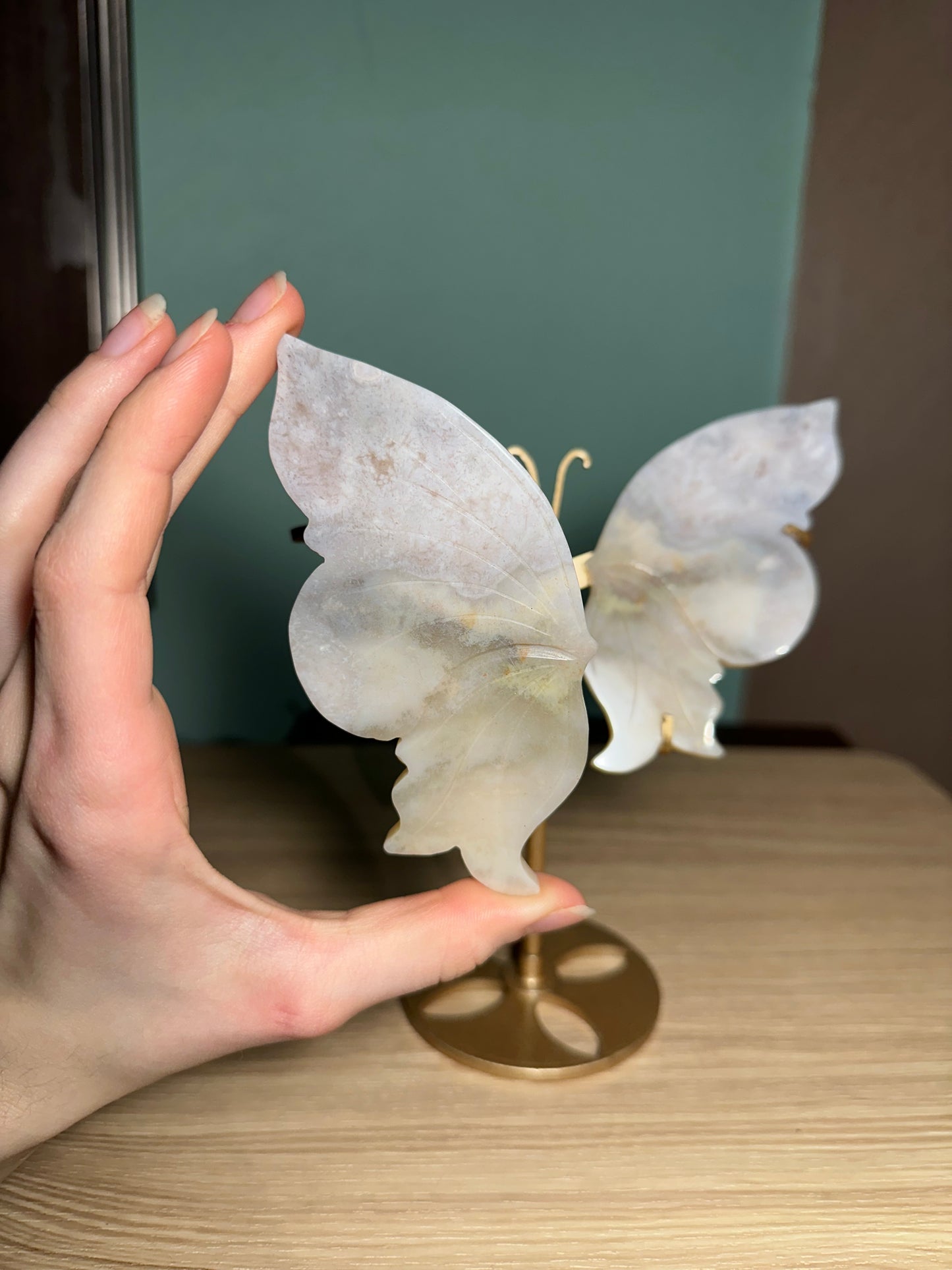 Flower Agate Butterfly with stand