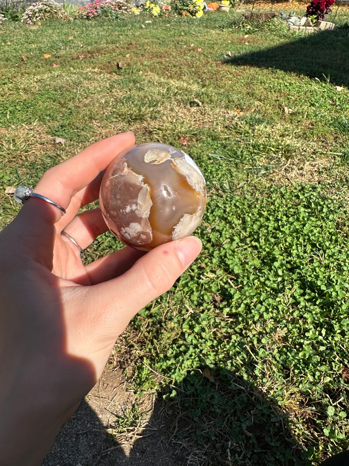 Flower Agate sphere #4