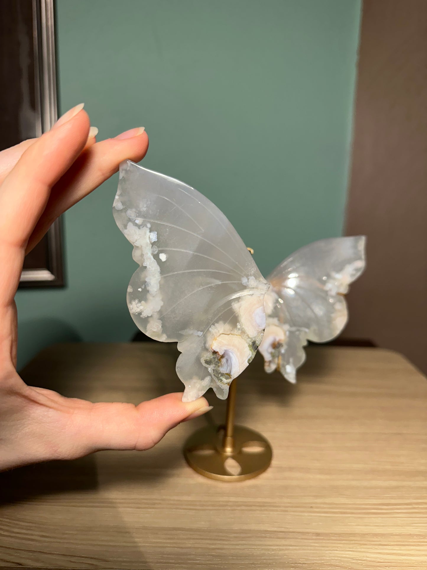 Flower Agate Butterfly with stand