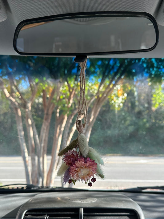 Pink+ Purple + Green Dried Car Bouquet