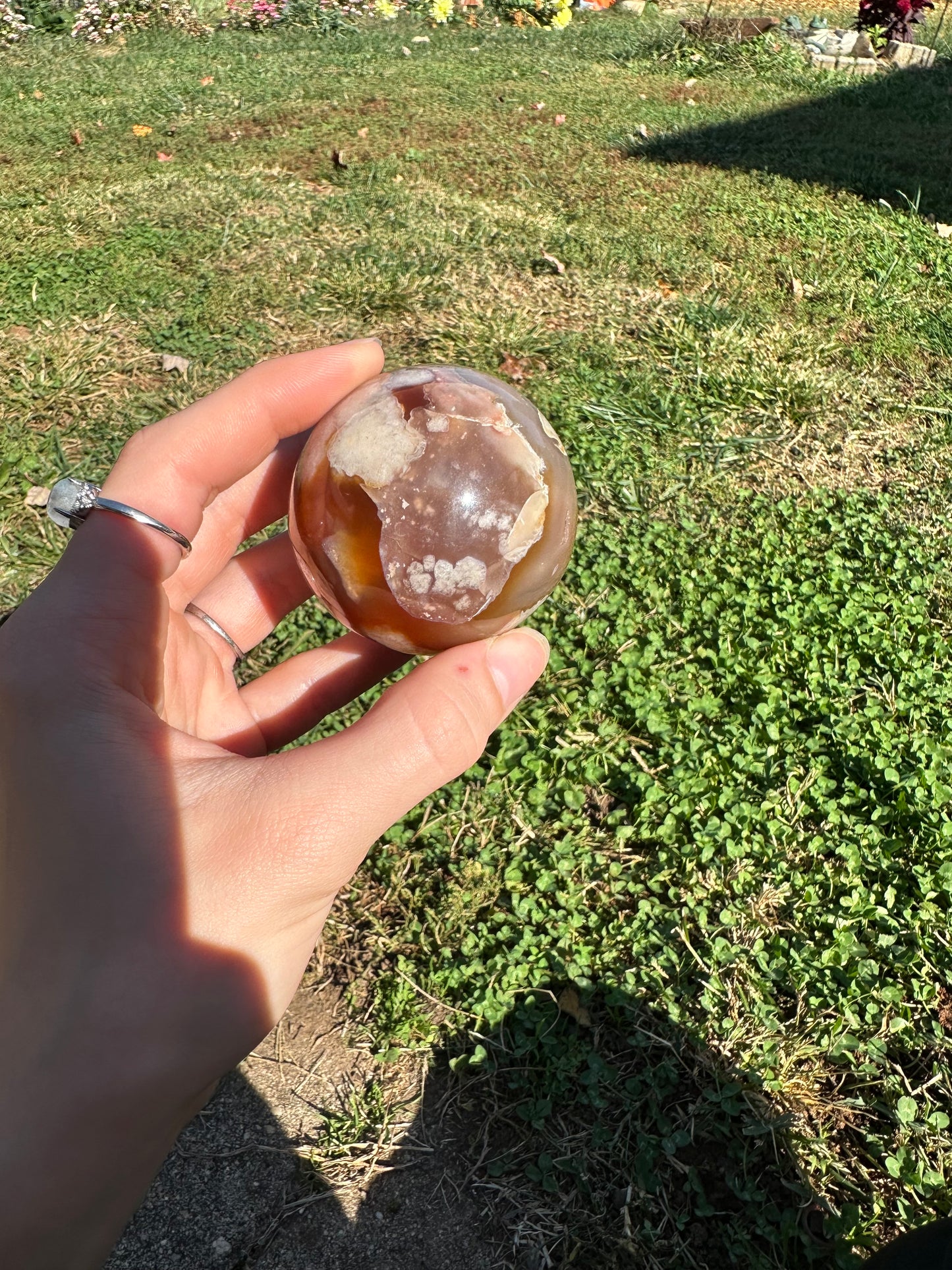 Flower Agate sphere #4