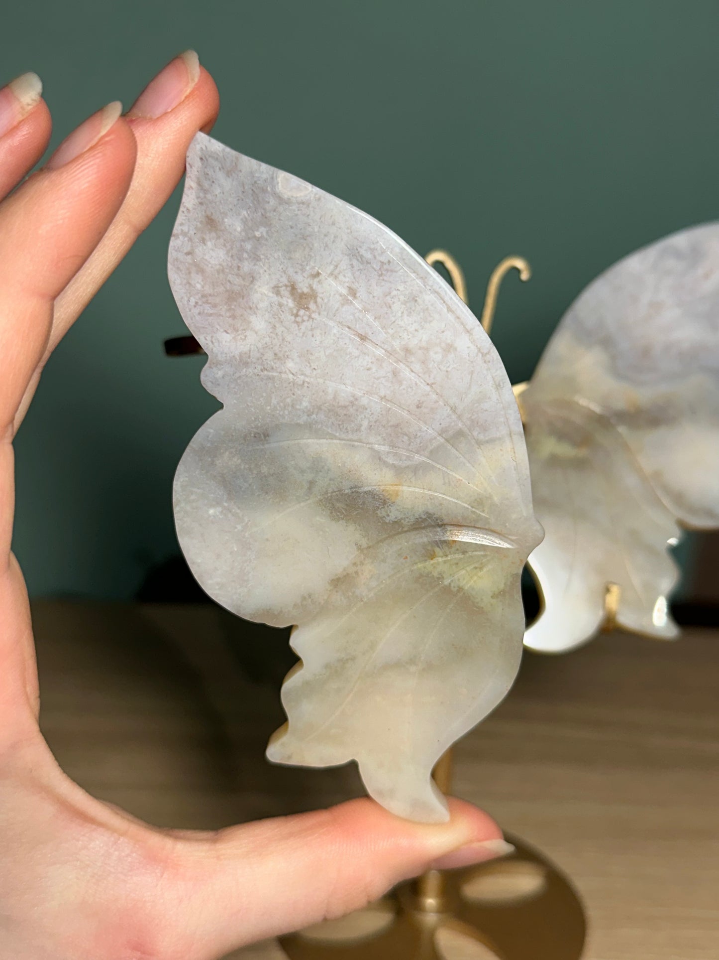 Flower Agate Butterfly with stand