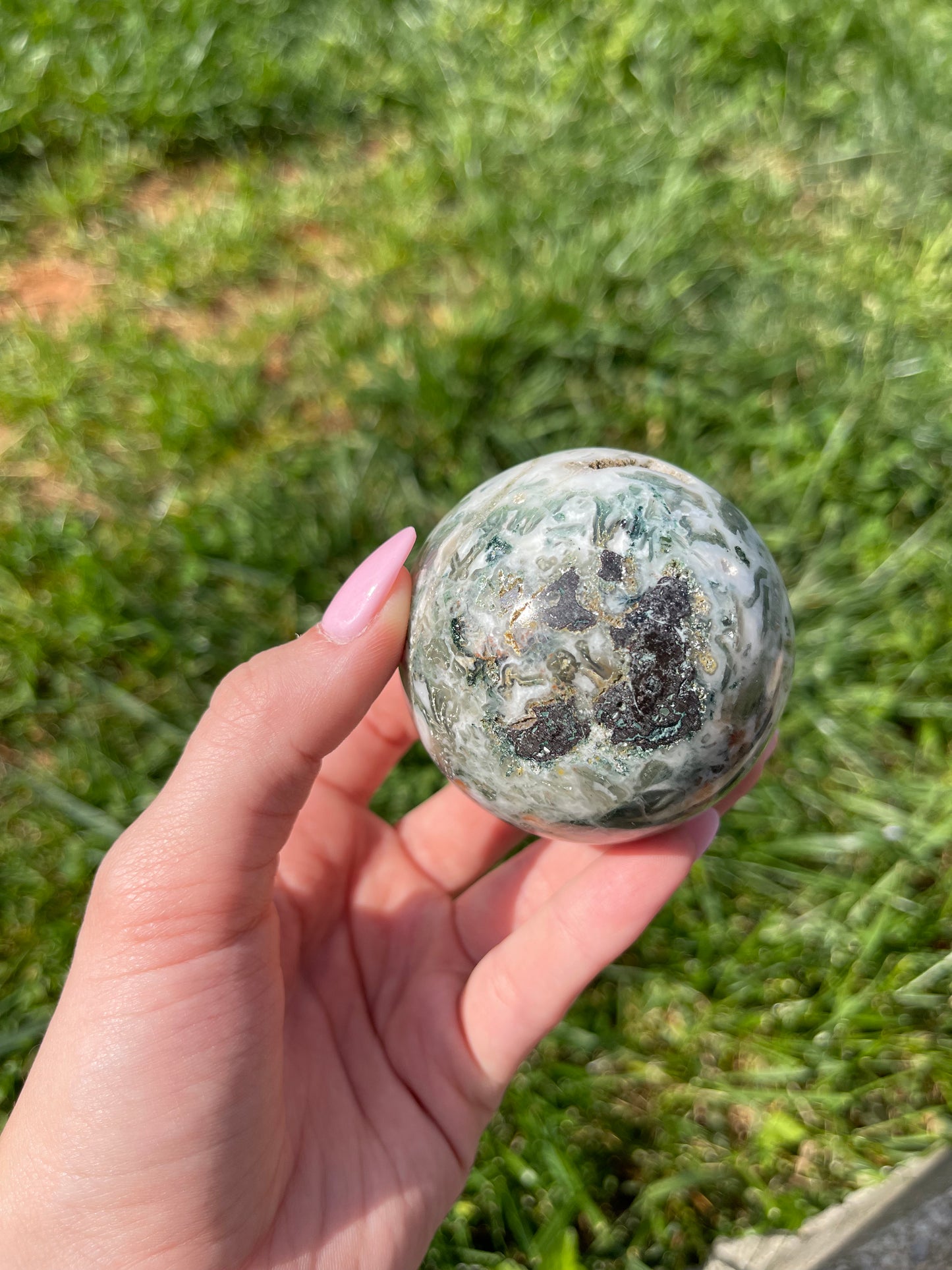 Moss Agate sphere #5