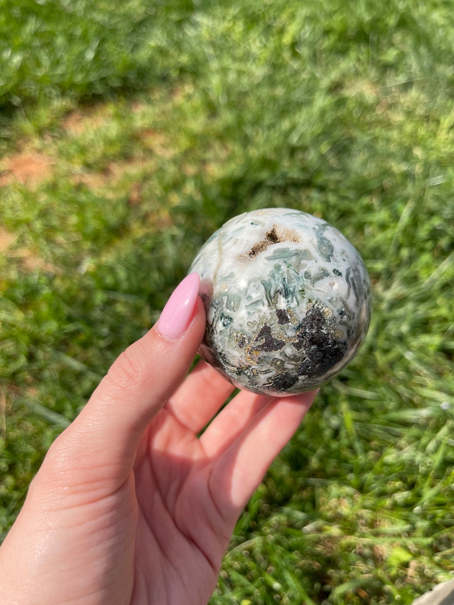 Moss Agate sphere #5